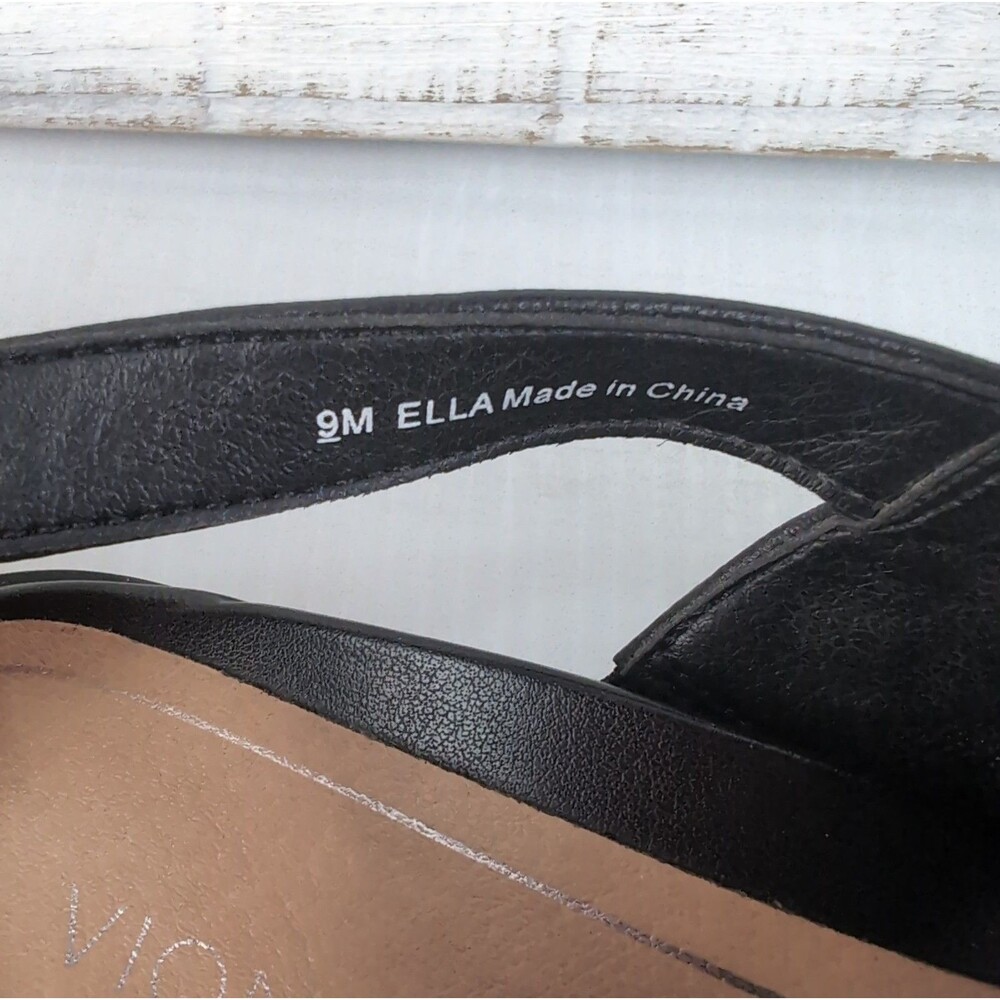Vionic Ella Toe Loop Sandal Black Leather Women’s 9M Arch Support Comfort Shoes - Picture 8 of 13